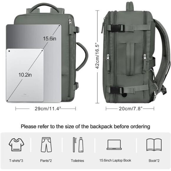 Carry-on Travel Backpack For Women Men Flight Approved, Personal Item Backpack - Picture 4 of 7